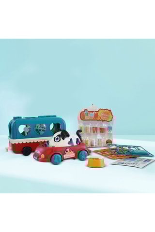 Perro interactivo con remolque y juego de snacks - 24 piezas - Desde 3 años