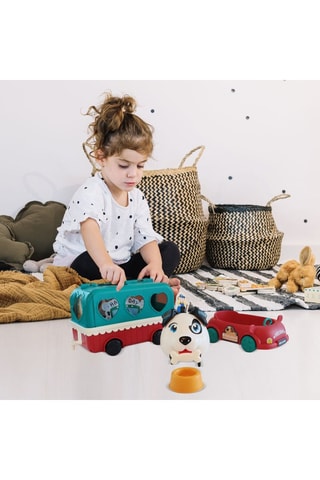 Perro interactivo con remolque y juego de snacks - 24 piezas - Desde 3 años