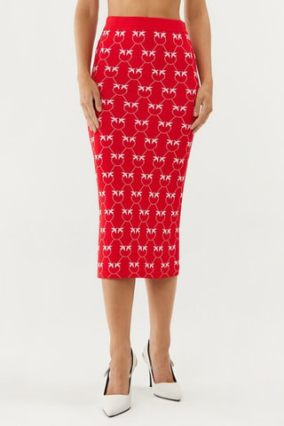 Jupe fourreau taille haute - Rouge