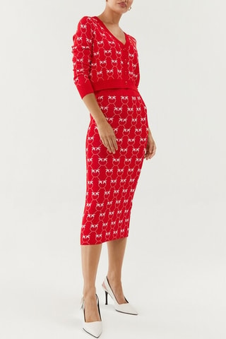 Jupe fourreau taille haute - Rouge