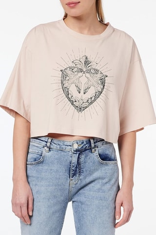 T-shirt cropped - Rose clair