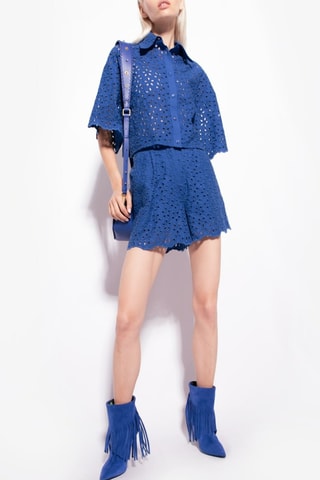 Short en broderie anglaise - Bleu marine