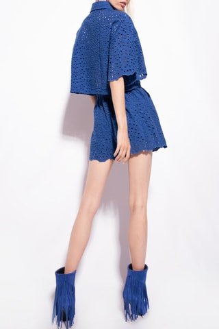 Short en broderie anglaise - Bleu marine