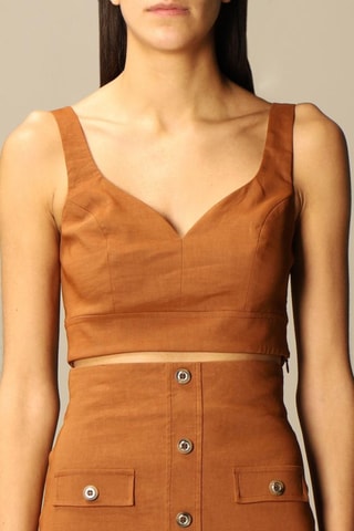 Crop top en lin - Marron