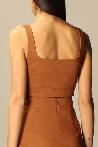 Crop top en lin - Marron