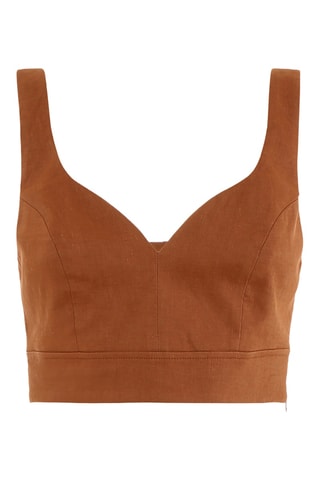 Crop top en lin - Marron