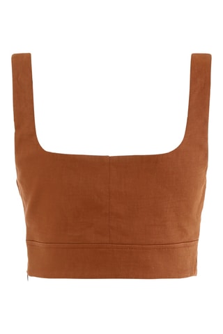 Crop top en lin - Marron