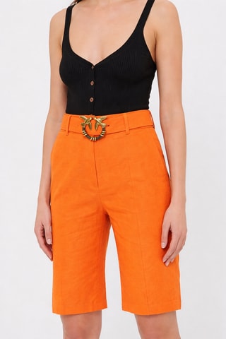 Short en lin taille haute - Orange