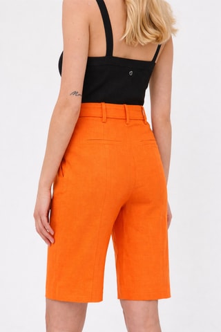 Short en lin taille haute - Orange