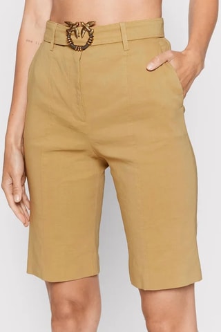 Short en lin taille haute - Jaune