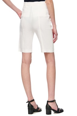 Short en lin taille haute - Blanc