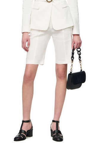 Short en lin taille haute - Blanc