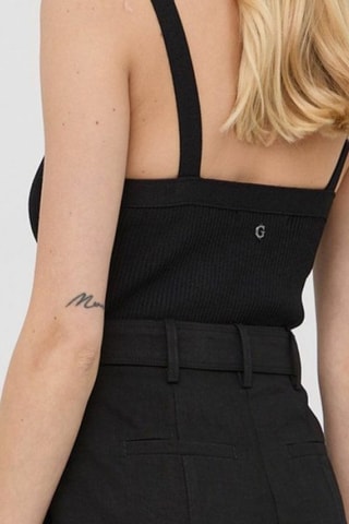 Short en lin taille haute - Noir