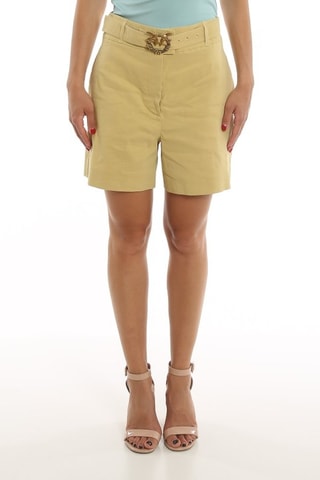 Short en lin taille haute - Jaune