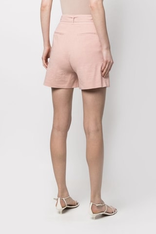 Short en lin taille haute - Rose