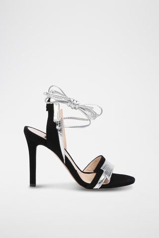 Sandales à talons en cuir de veau - Noir