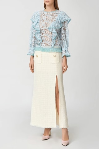 Top en dentelle - Bleu