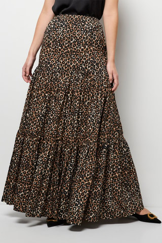 Jupe longue taille haute - Marron et noir