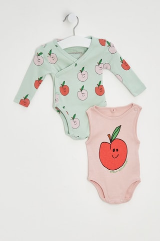 2 bodys - Vert clair et rose