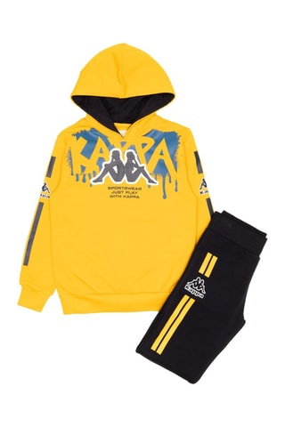 Conjunto sweat com capuz e calças de treino - Preto e amarelo