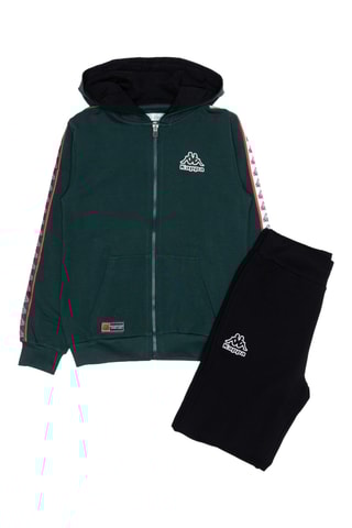 Conjunto sweat com capuz e calças de treino - Preto e verde
