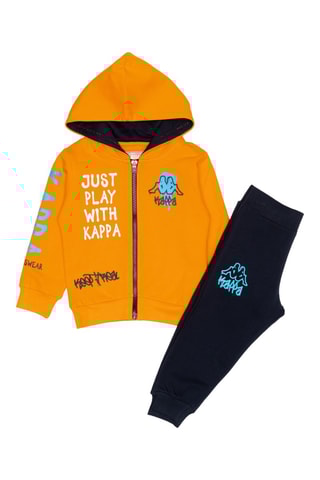 Conjunto sweat com capuz e calças de treino - Preto e laranja