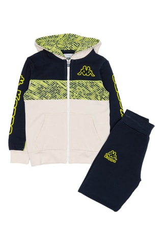 Conjunto sweat com capuz e calças de treino - Branco e azul