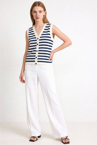 Gilet sans manches Week - Ecru et bleu marine