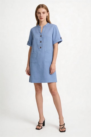 Robe droite en lin Roude - Bleu-gris