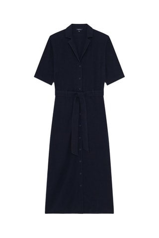 Robe chemise en lin Tifanny - Bleu marine