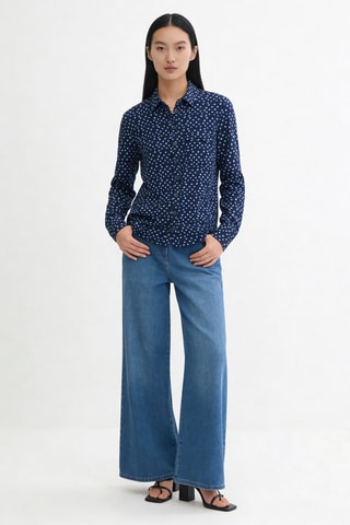 Chemisier droit Alba - Bleu marine et blanc