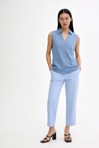 Chemisier droit en lin Ester - Bleu-gris