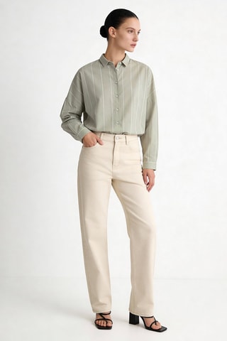 Chemisier oversize Claudy - Vert clair et écru