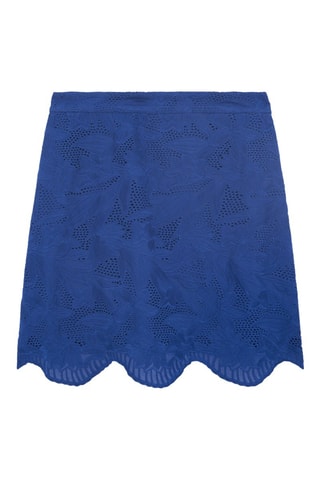 Jupe droite en dentelle Calvie - Bleu roi