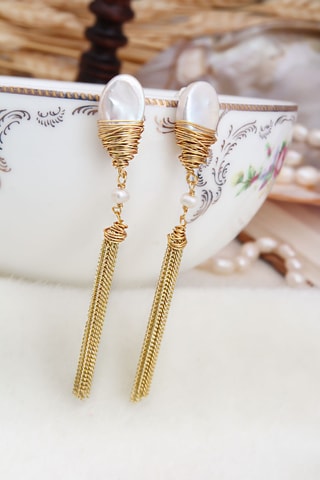 Oorbellen - Doublé Geelgoud en Cultivéparels