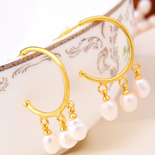 Creolen - Messing Doublé Goud & Parels