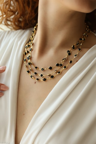 Ketting met 3 rijen - Zwart