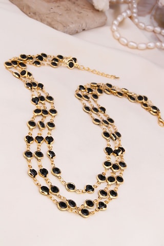 Ketting met 3 rijen - Zwart