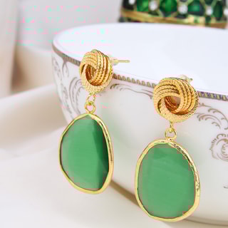 Oorbellen - Messing Doublé Goud & Kattenoog 