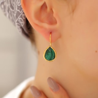 Oorbellen - Messing Doublé Goud & Malachiet