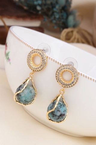 Oorbellen - Zirkonia’s & Turkoois