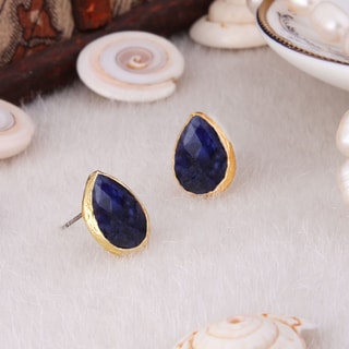 Oorbellen - messing doublé goud en agaat