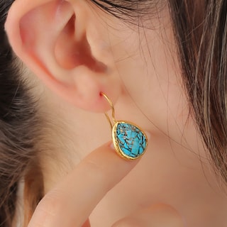 Oorbellen - Messing Doublé Goud & Turkoois