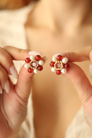 Oorbellen - Cultivéparel en Koraal XXX 