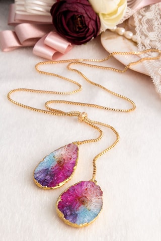 Ketting - Goudverguld Brons en Toermalijnen