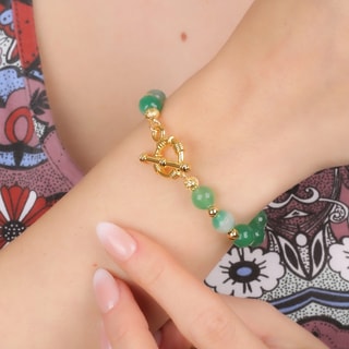 Armband - Messing Doublé Goud & Agaat