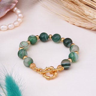 Armband - Messing Doublé Goud & Agaat