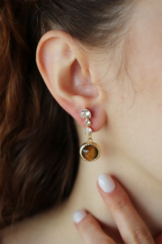 Oorbellen - Tijgerogen en Zirkonia's