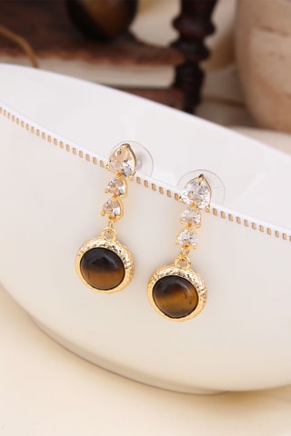 Oorbellen - Tijgerogen en Zirkonia's