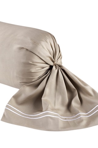 Taie de traversin en satin de coton 80 fils/cm² Paris - Taupe et blanc